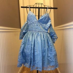 Two Sisters light blue “cold shoulder” mini dress